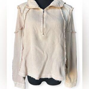 Me brand Neutral Textured 1/2 Zip Pullover Transitional Top Size Medium NWT